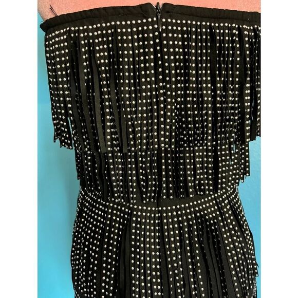NWT Area Stars Black Cora Fringe Dress Strapless Lined Mini Grommets S - Picture 6 of 8